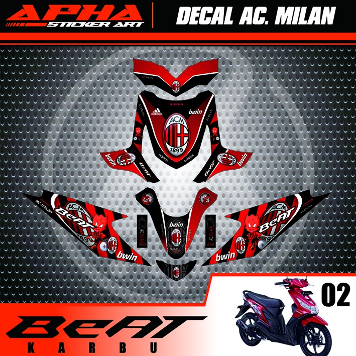 stiker beat karbu ac milan, decal honda beat, les honda beat karbu ac milan, decal honda beat karbu 