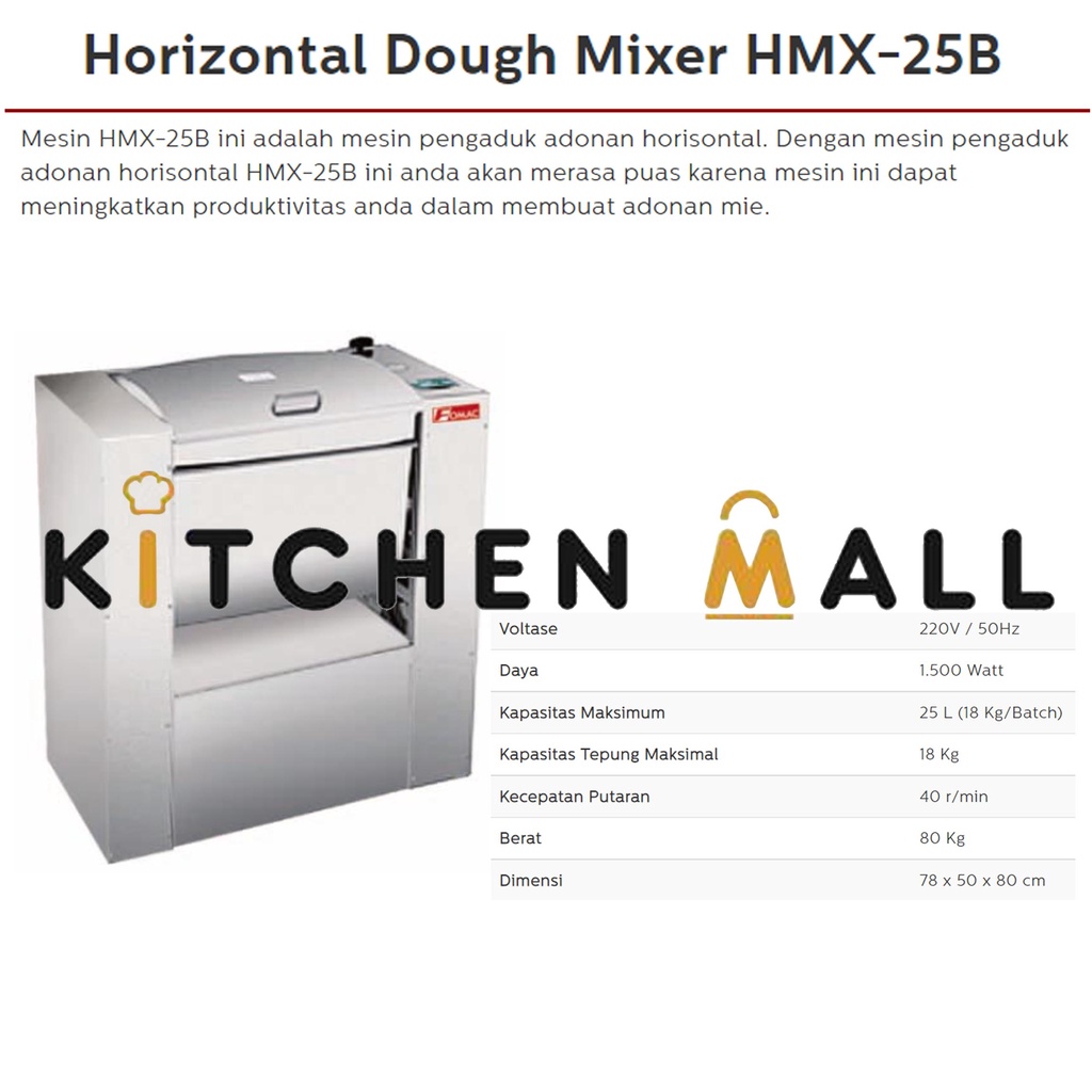 FOMAC HMX-25B Horizontal Dough Mixer (Mixer Adonan Horizontal) - Mixer