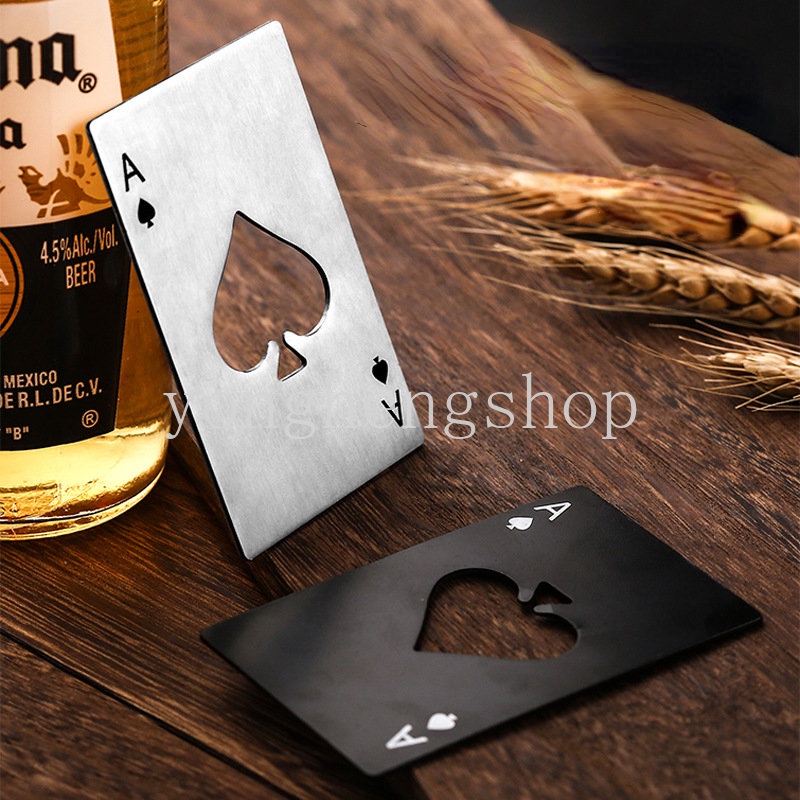 Pembuka Botol Bir Desain Kartu Poker Sekop Bahan Stainless Steel Untuk Pesta