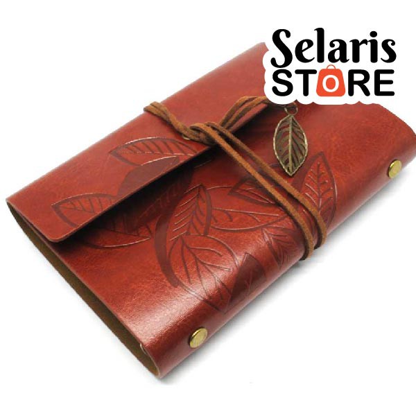 

Buku Catatan/Buku agenda Binder Kulit Retro Leaf ukuran kertas A6 isi 80 lembar