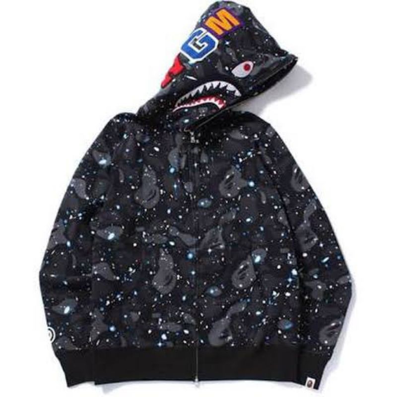 Jual Hoodie Bape Mirror 1:1 Pk God Bape x PSG Blue Hoodie/ Shark Galaxy ...