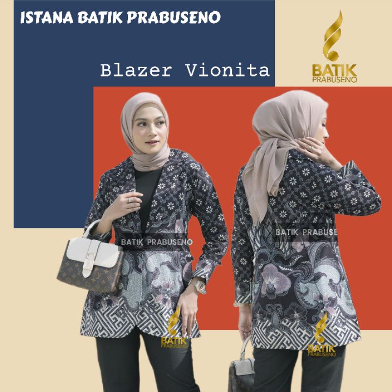 Blazer Vionita Batik Prabuseno Batik Wanita Prabuseno Original Baju Atasan Kerja Blazer Wanita Kanto
