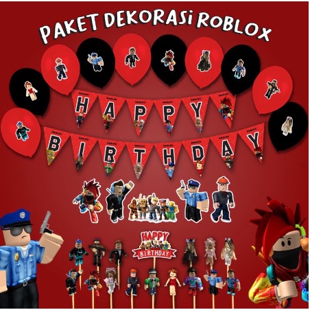 PAKET DEKORASI ULANG TAHUN BIRTHDAY ROBLOX BANNER ROBLOX HBD HAPPY BIRTHDAY HIASAN DEKORASI ULANG TA