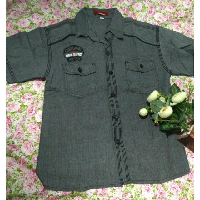 Kemeja AnakHitam Polos/ Hem Anak Polos