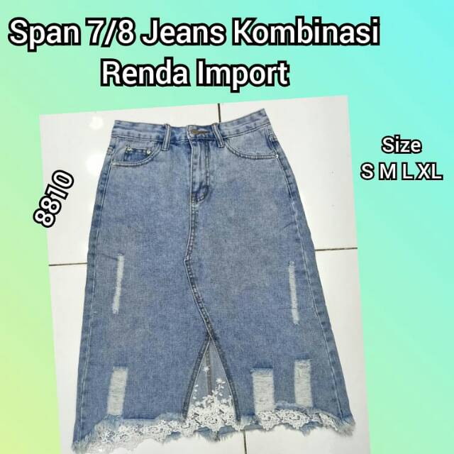 Rok Jeans cew 7/8 Kombinasi Renda IMPORT