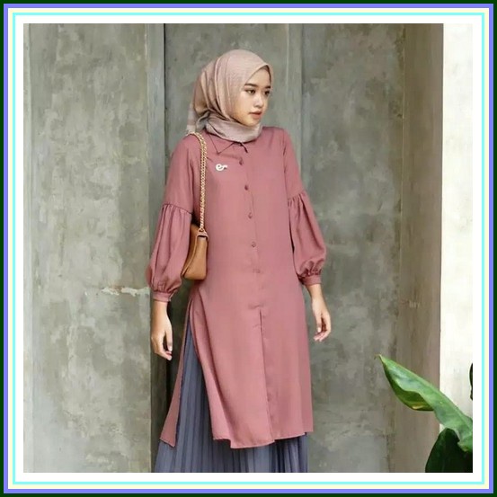 Atasan Long Tunik Putih Bordir Jumbo Wanita Bahan Wolpeach Xxl Ld 120 Lengan Panjang Adem Premium Ke