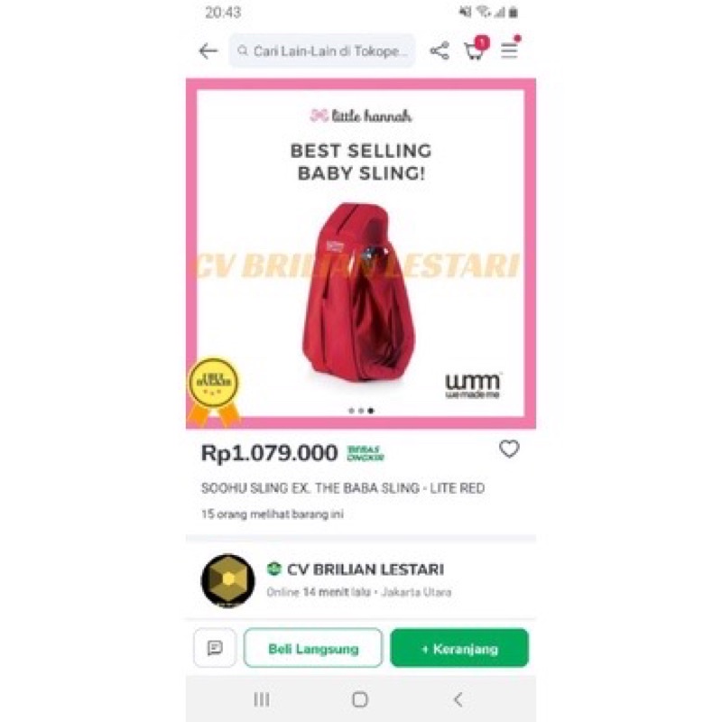 Baba sling Original Gendongan preloved