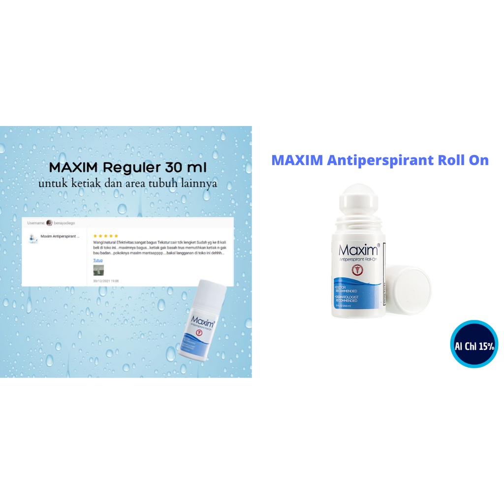 Maxim Antiperspirant 15% Deodoran Roll-On 20ml - Solusi Keringat Berlebih di Ketiak (Bundling 3pcs)