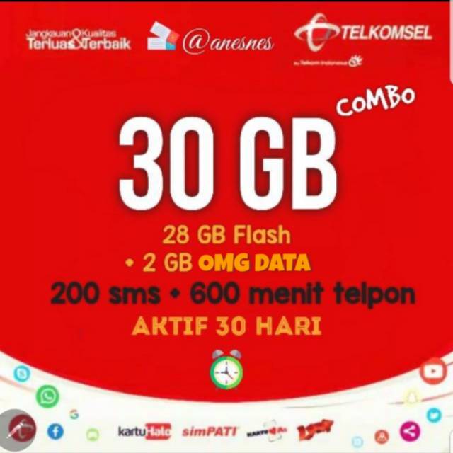 Paket Data Telkomsel Murah 30gb Combo Shopee Indonesia