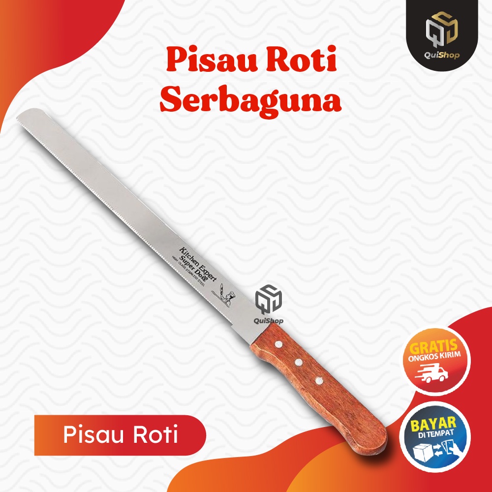 Pisau Roti Stainless Gerigi Panjang Serrated Bread Cake Knife Peralatan Dapur Perlengkapan Rumah Berkualitas Termurah