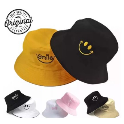 ✅COD] Bayar Di Tempat Topi bucket SMILE bolak balik terbaru terlaris termurah