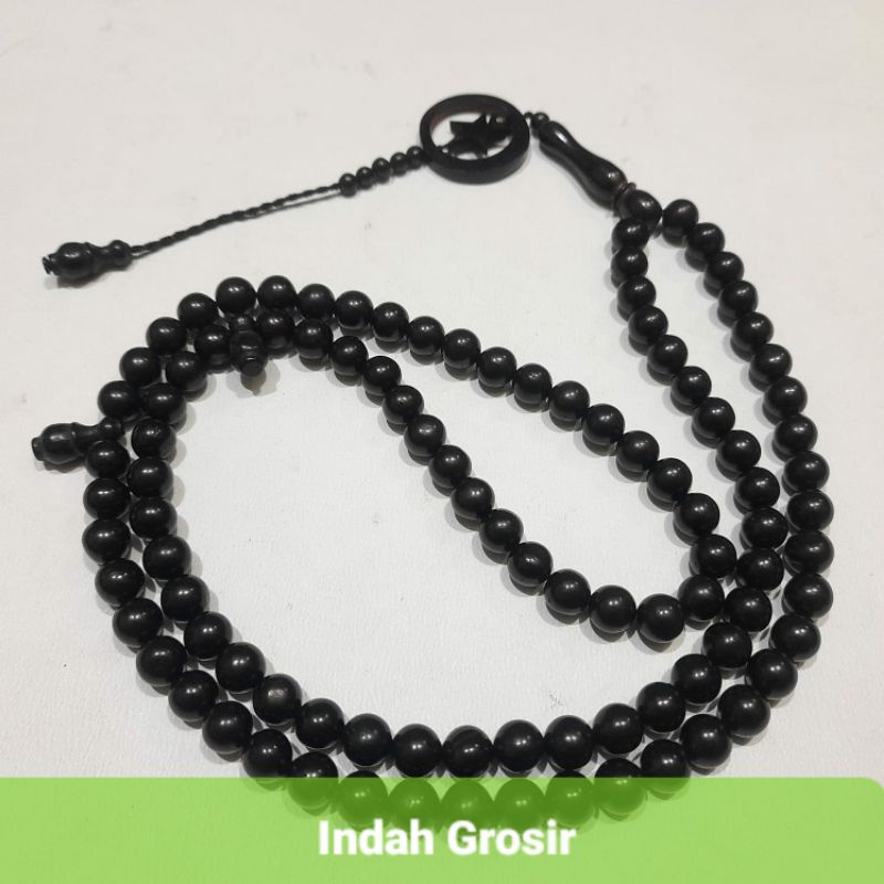 Tasbih Kaoka Hitam Bulan Bintang 8mm 99Butir Original