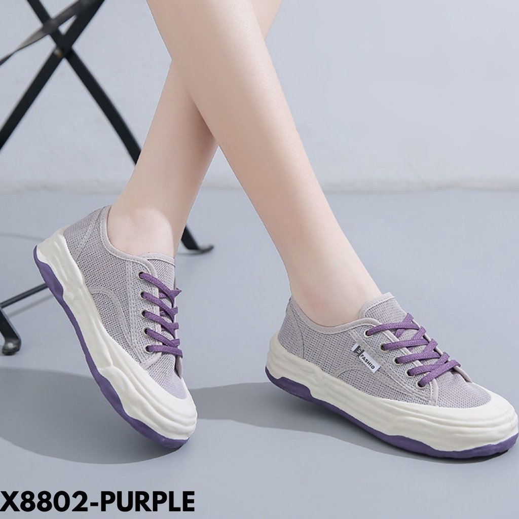 SEPATU WANITA KECE KEREN SNEAKERS ALA ANAK HITZZ TALI WARNA CEWEK KUE IMPORT 8802