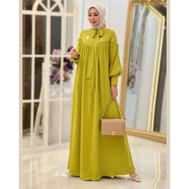 Gamis Crinkle Airflow/ Gamis Maudya Crinkle/ Gamis Polos Terbaru/ Dress Fashion Crinkle Airflow/ Dress Kekinian Terbaru 2022