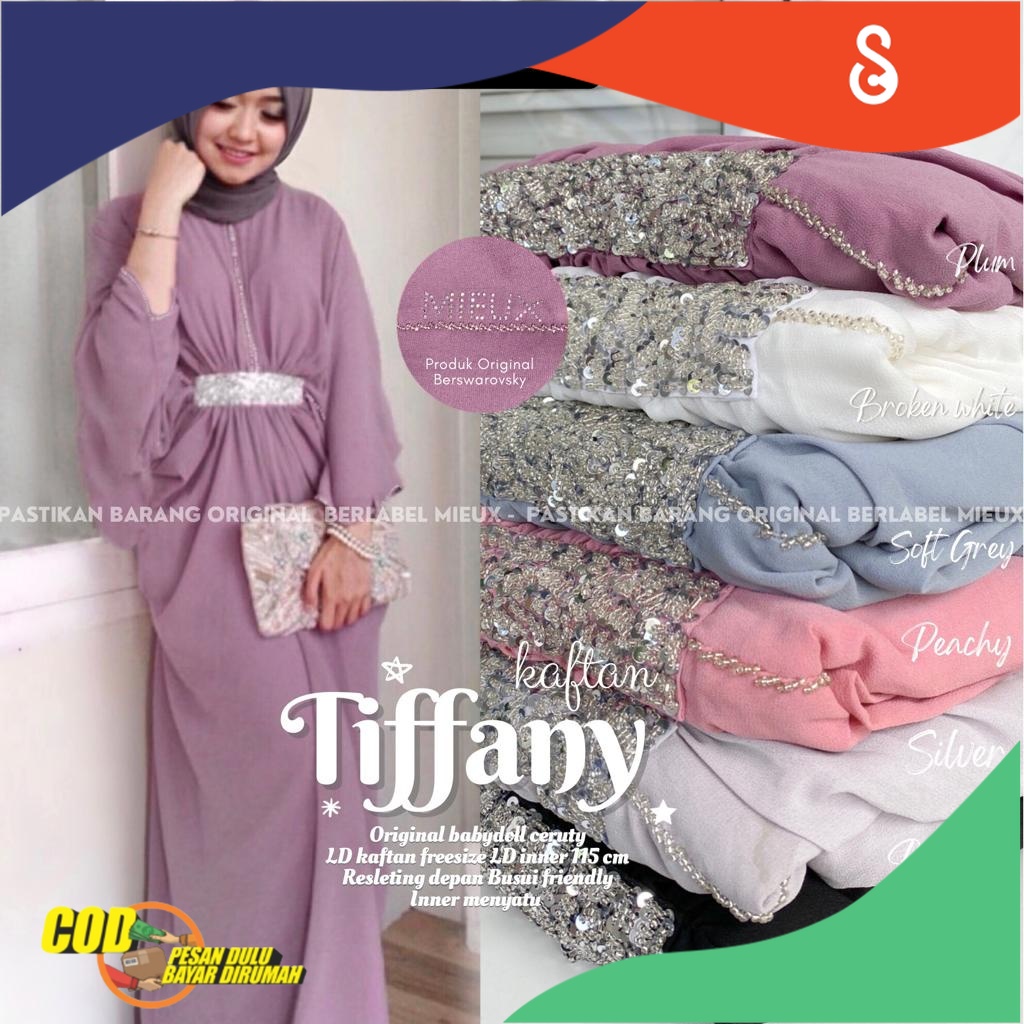 KAFTAN TIFFANY kaftan motif payet kaftan busui muslim original produk mieux isyana