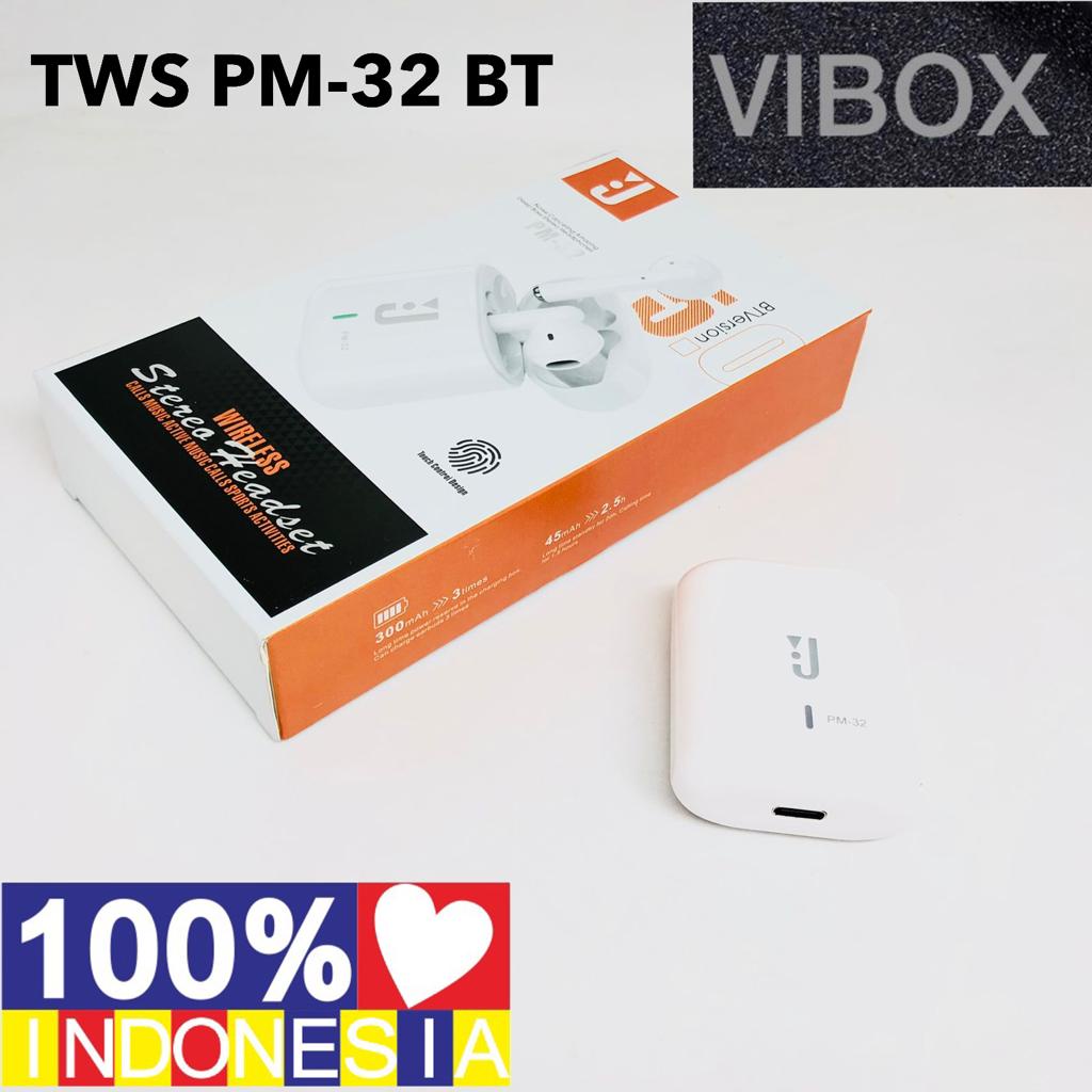 Headset Bluetooth VIBOX TWS PM-32 Wireless Earphone J-B-L TWS J PM-32 PROMO SULTAN