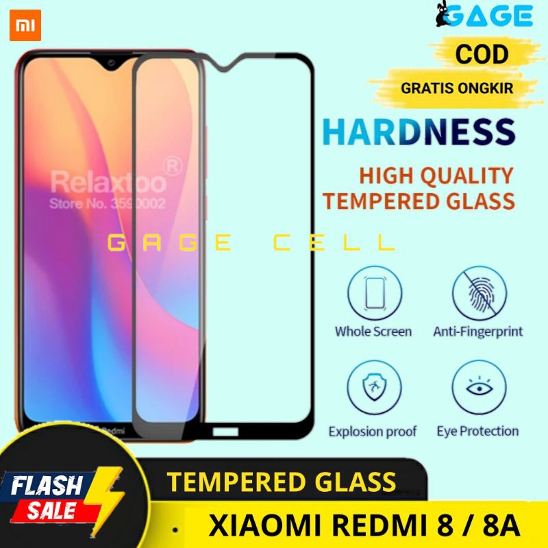 PREMIUM TEMPERED GLASS FULL LAYAR TG ANTI GORES KACA XIAOMI REDMI 8 8A SCREEN PROTECTOR FUL COVER