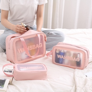 BABEE - TAS MAKE UP KOSMETIK TRANSPARAN WASHBAG / POUCH KOSMETIK TRAVEL WATERPROOF / TEMPAT PERALATAN MANDI