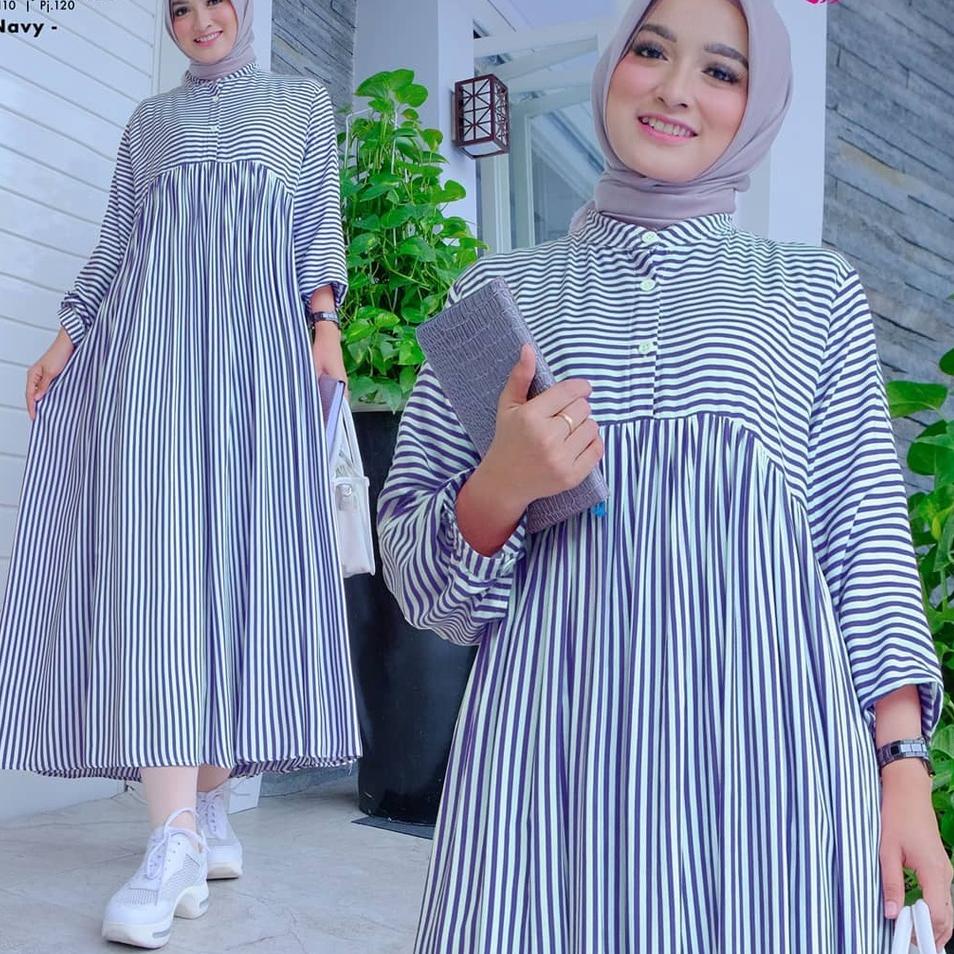 SALEE.. Tunik Salur Jumbo XL, XXL, XXXL Katun Viscose Jawani Midi Dress Gamis Terbaru 2021 Casual Dr