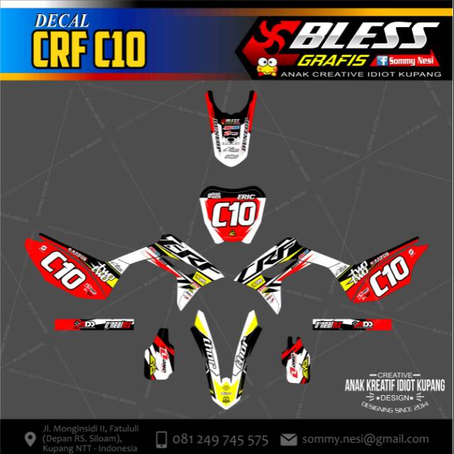 Decal stiker CRF C10 warna kombinasi-Sticker motor
