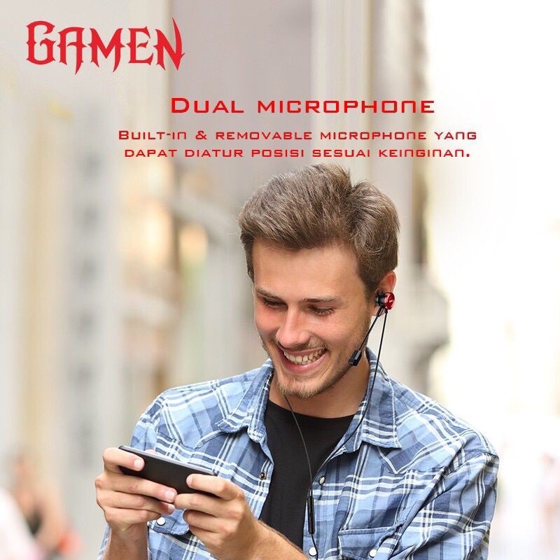 GE-200 ORIGINAL GAMEN EARPHONE GAMING IN EAR HI-RES AUDIO HEADSET GAMERS DUAL MICROPHONE