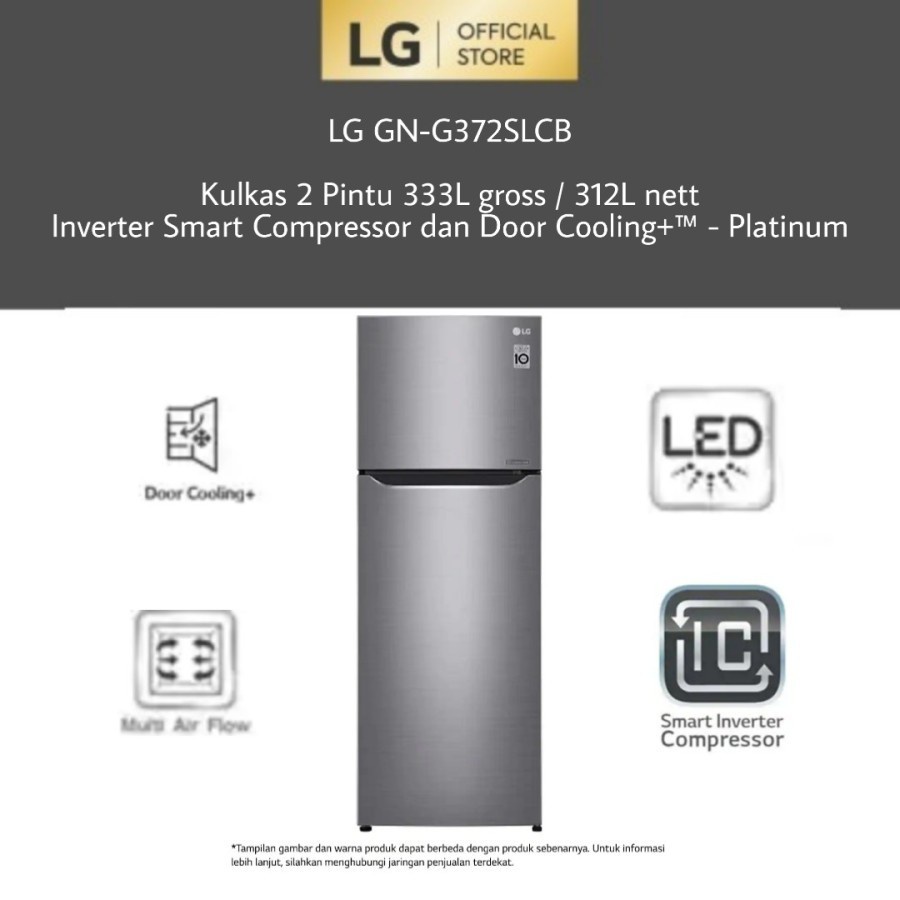 KULKAS LG GN-G372SLCB INVERTER + DOOR COOLING 2 PINTU 372SLCB