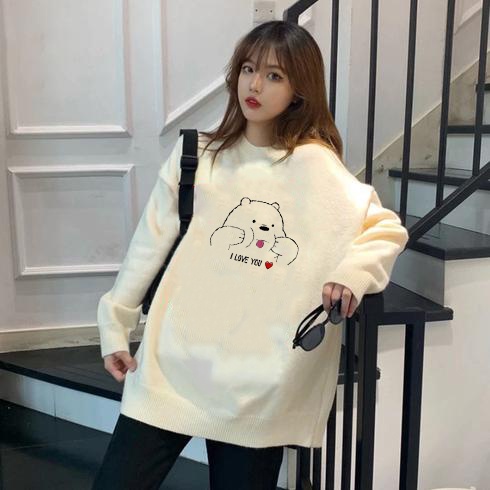 🅳🅵 Sweater Panda Love Pria &amp; Wanita | Sweater Korea Style Fleece Cotton | Dhea Fashion