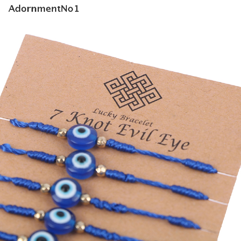 (AdornmentNo1) 6pcs / set Gelang Tangan Tali Kepang Aksen Manik-Manik Mata Iblis Untuk Perhiasan Wanita