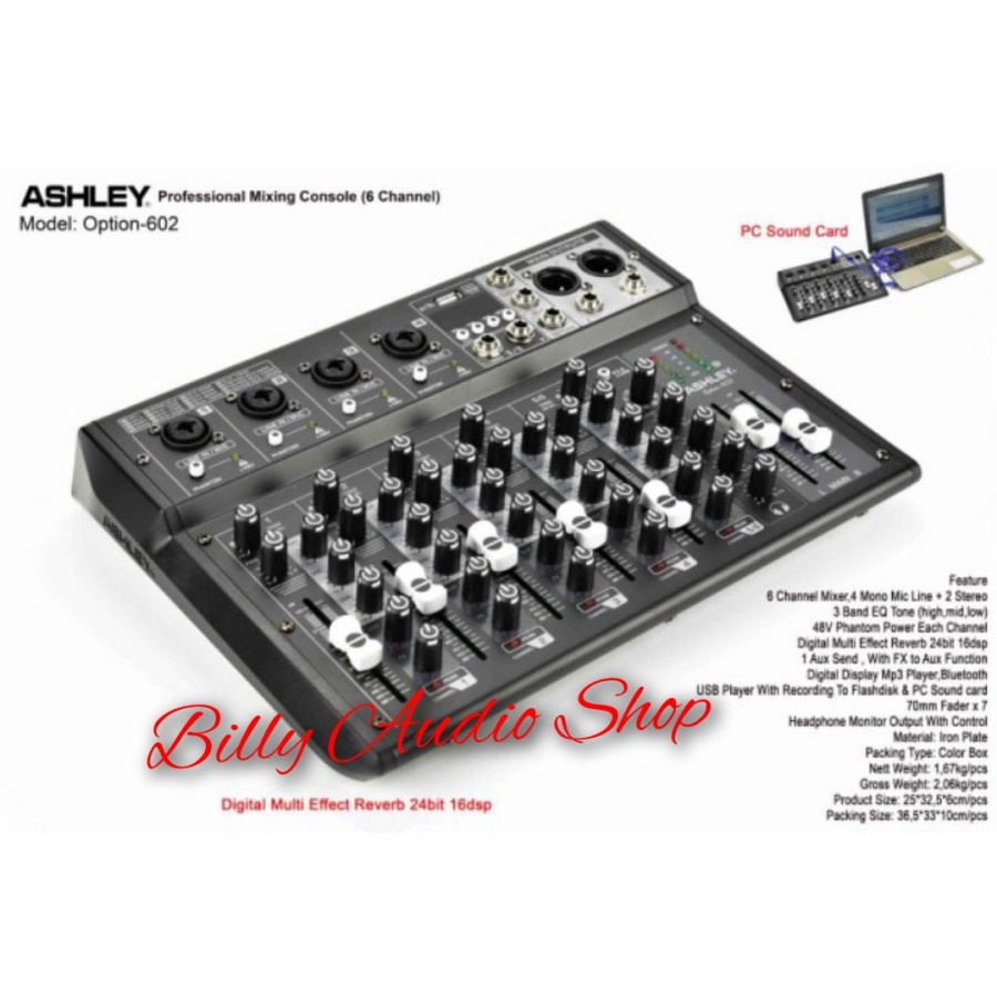 MIXER ASHLEY OPTION 602 /OPTION602 USB,BLUETOOTH 6 CHANNEL