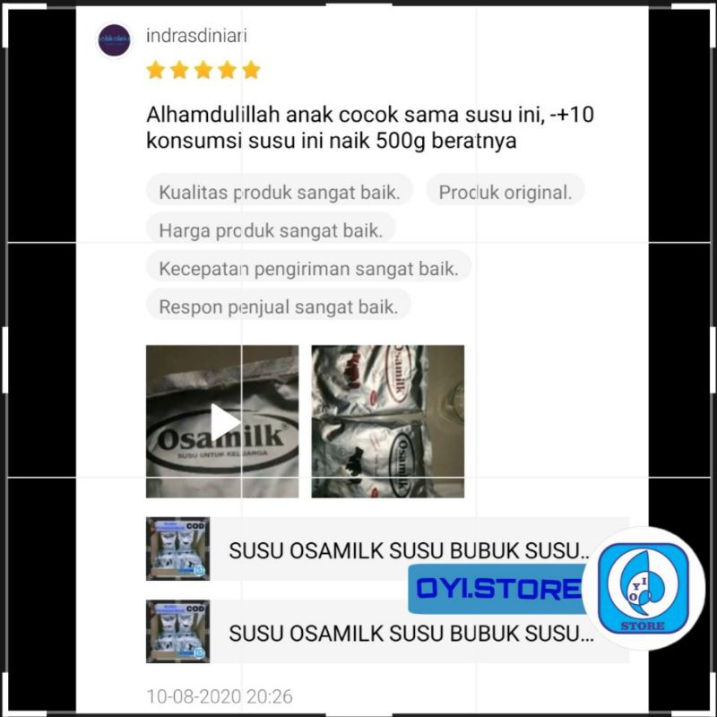 Osamilk 500 gram Susu Osamilk Susu Bubuk Osamilk Susu Penggemuk Badan Susu Keluarga Susu Kesehatan