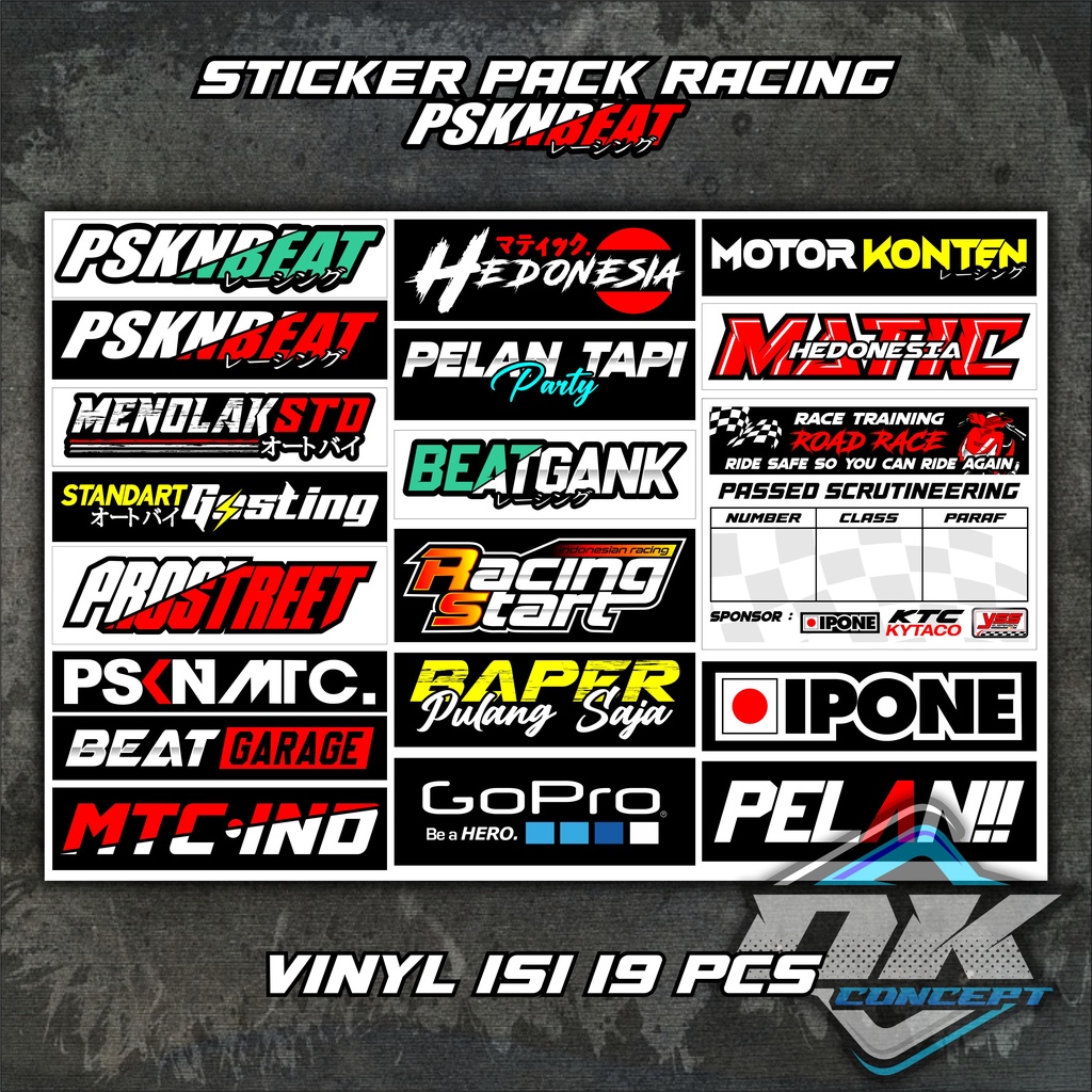 Sticker Pack Racing Sticker Motor Pasukan BEAT/ VARIO/ SCOOPY