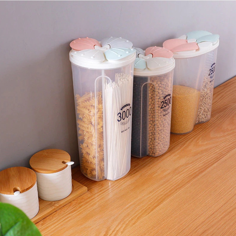 Swopply - HL0225 Food Storage Toples Makanan Wadah Tempat Penyimpanan Cereal Makanan Kering 2500ML 4 SLOT