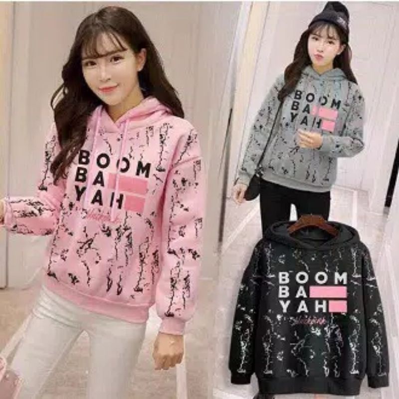 Lyfashionstore Sweater Hoodie Wanita  BOOM BA YAH-1
