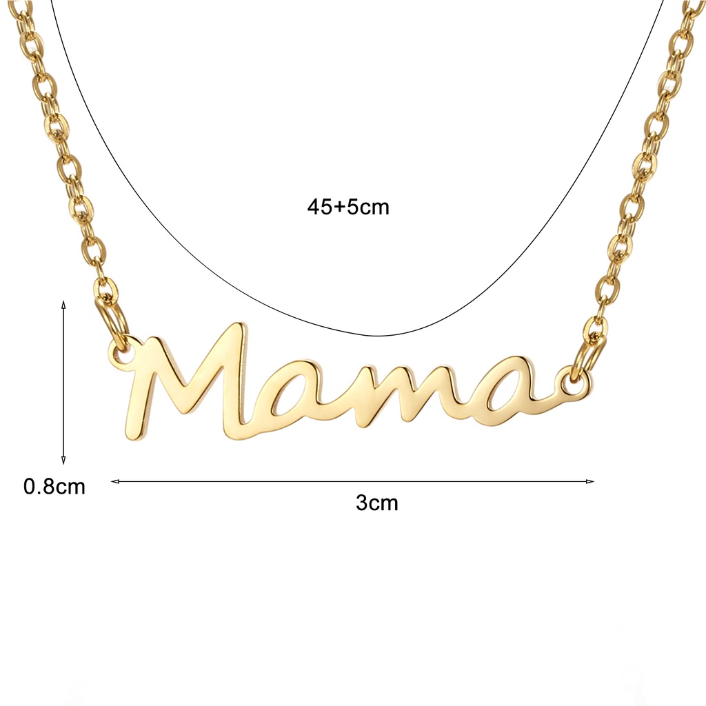 Hu Hu Hu Hu Hu Alat Bantu Pasang Kacamata♡ Kalung Rantai Liontin Tulisan Mama Adjustable Untuk Hari Ibu