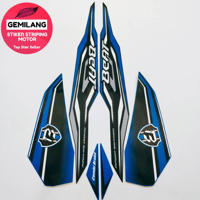 Striping Decal Polet Sticker honda beat fi esp 2018 2019 biru hitam stiker list motor standar berkua