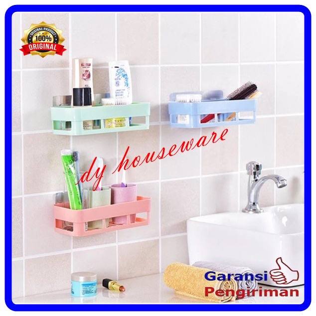 Rak Tempel Kamar Mandi Tanpa Paku Rak Serbaguna Tempel Dinding Persegi