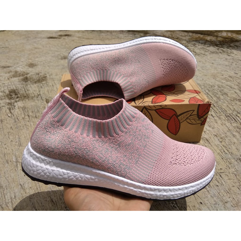 SGZ Sepatu Slip On Fashion Women VDM Pink Mix Abu