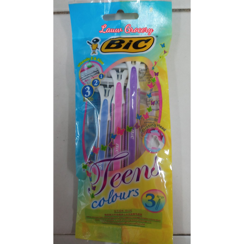 Gatsby - Grooming - Hair Wax & Pomade Bic Teen Colours Isi 3Pcs/Pisau Cukur Remaja/Alat Cukur