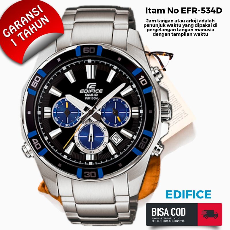 COD Jam Tangan Pria Merk Casio Edifice Type EFR-534D Baterai