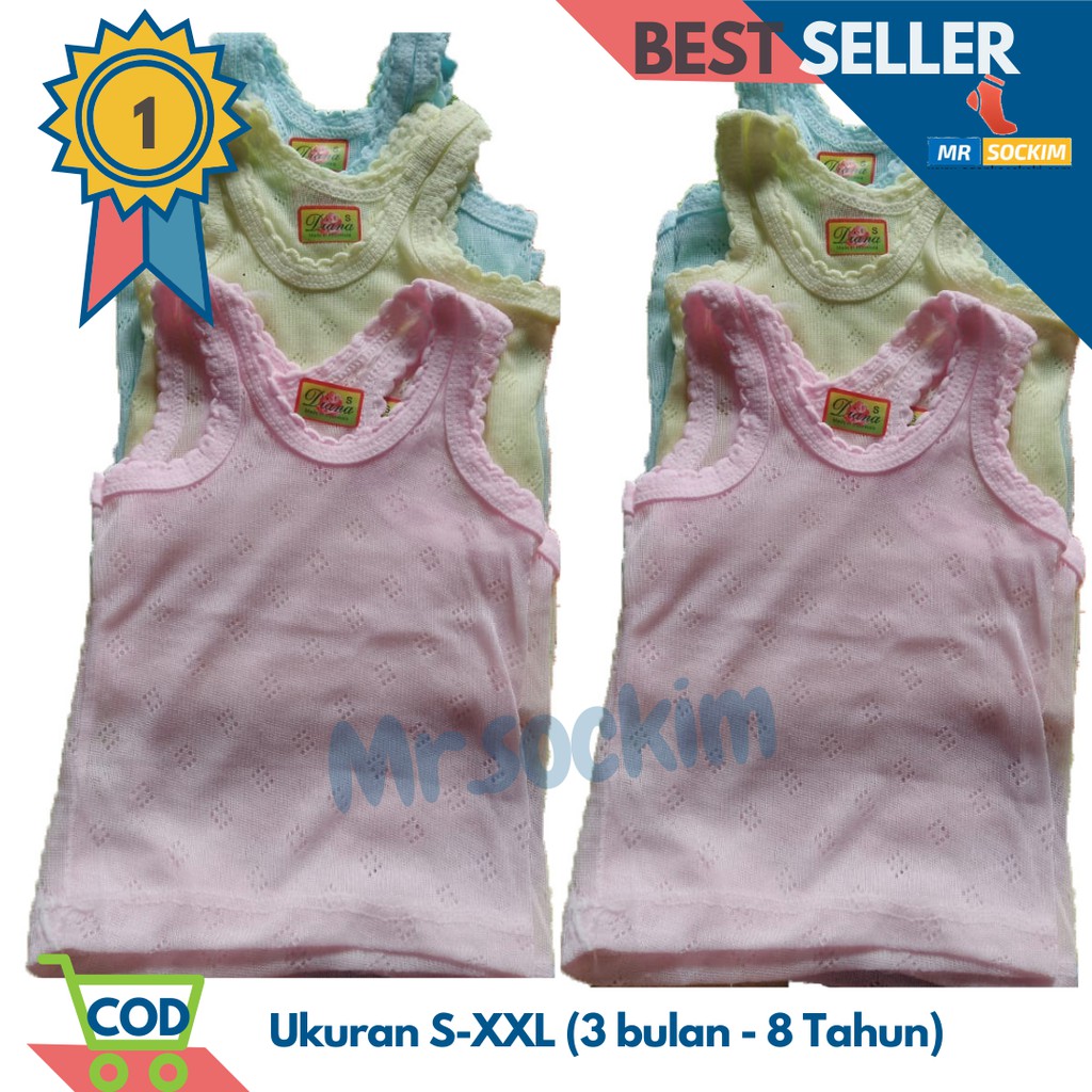 Kaos Dalam Anak Perempuan dan Laki laki warna 1 tahun sampai 8 tahun Diana Jojo Win win 6 Pcs