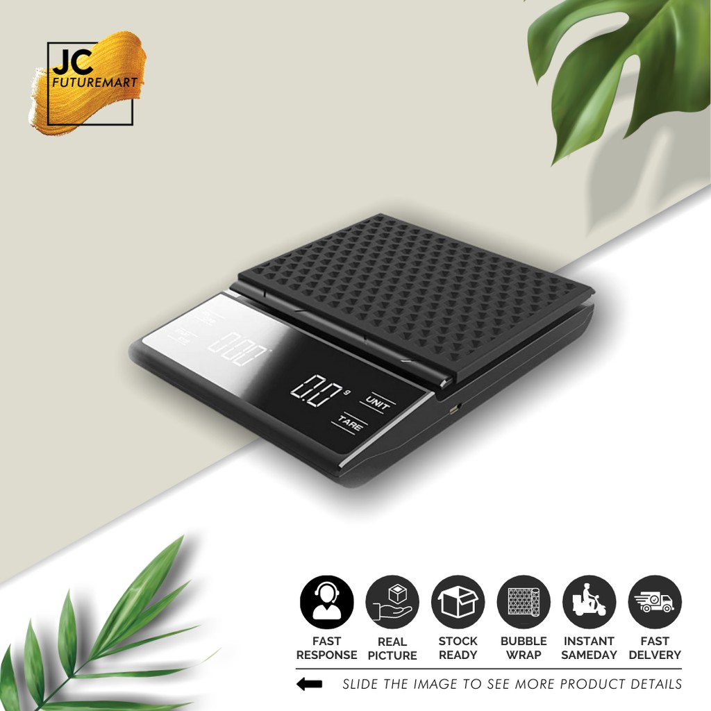 TIMBANGAN KOPI DIGITAL COFFEE SCALE 0.1g - TIMER - RUBBER MAT - EK6012