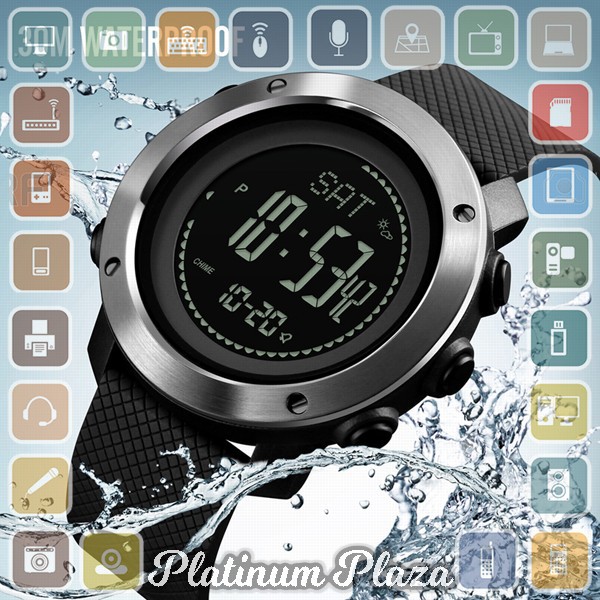 SKMEI Jam Tangan Digital Sporty Pria Pedometer Calorie Compass - 1427 - Black`M9PSU3-