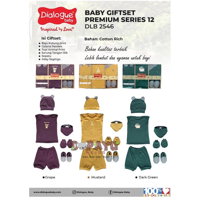 SET BAJU BAYI DIALOGUE BABY GIFT SET PREMIUM 12 DLB2546