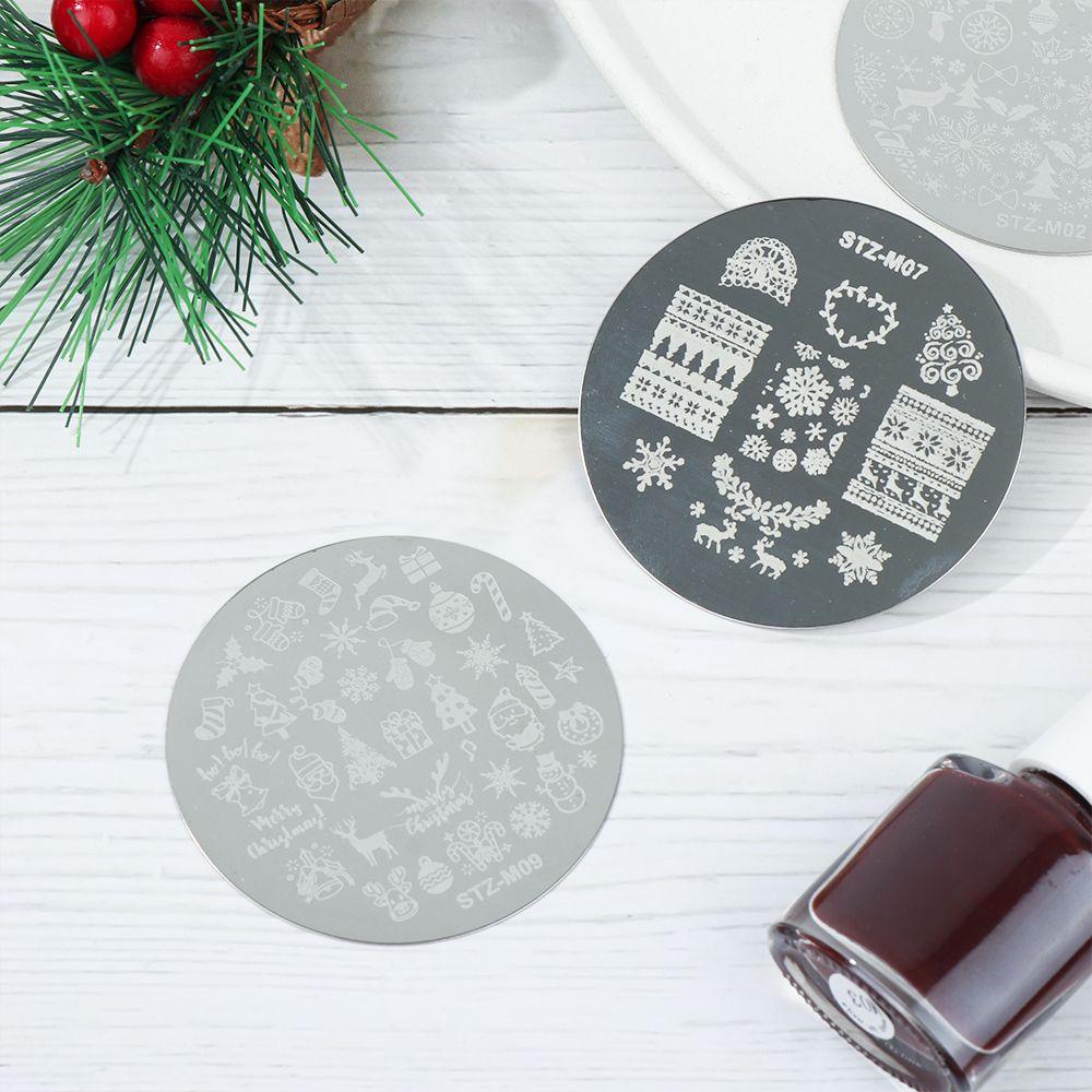 R-flower Nail Stamping Plate Cetakan Stensil Santa Claus Natal Musim Dingin