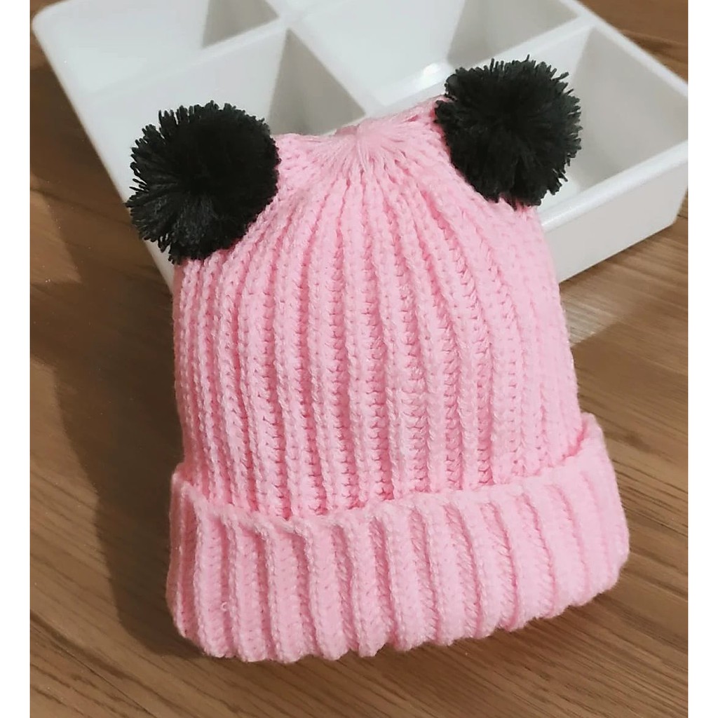 Klik Mds Topi Bayi Laki-Laki Perempuan Motif Kupluk Pompom / Topi Anak Bayi Usia 0-12 Bulan-4