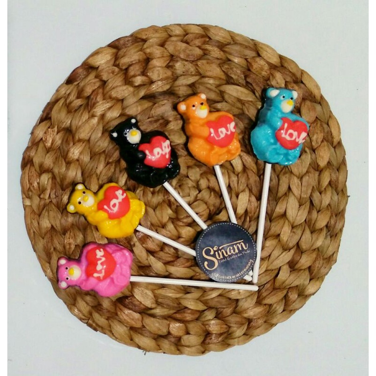 

Sinam coklat lolipop karakter Teddy bear