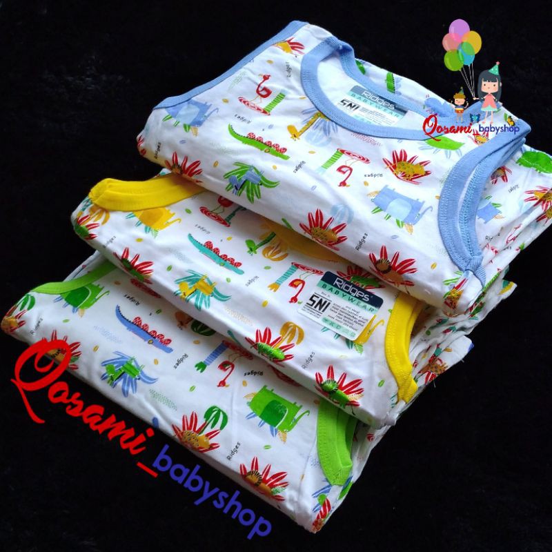 RIDGES 3 pcs Kaos Buntung Bayi Motif Uk S, M, L, XL SNi