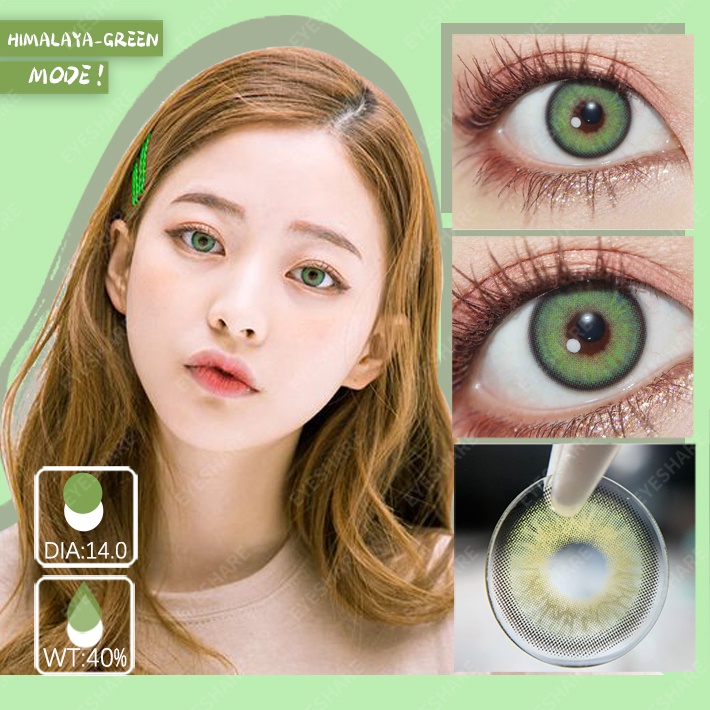 【COD&amp;Spot】Sepasang lensa kontak berwarna diameter 14.2MM mata soflen brown softlens natural soflens korea aesthetic softlens minus(0.00) free lenscase big eye HIMALAYA BROWN GRAY GREEN Fresh harian soflen