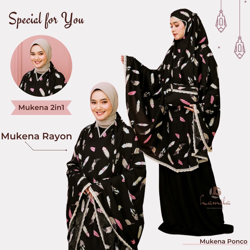 Mukena Mukenah Mukennah Ponco Dewasa Rayon Tali Ikat Terbaru 2in1 Resleting 2022 Renda Motif Lucu Pr