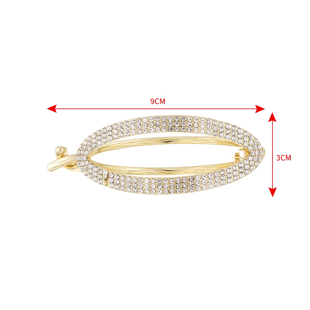 Jepit Rambut Bentuk Oval Bahan Metal Aksen Berlian Imitasi Untuk Wanita